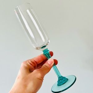 9 vintage teal stem stemware champagne